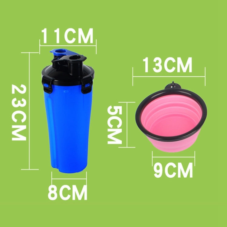 Taza de agua y comida portátil de doble uso para mascotas al aire libre con un recipiente plegable