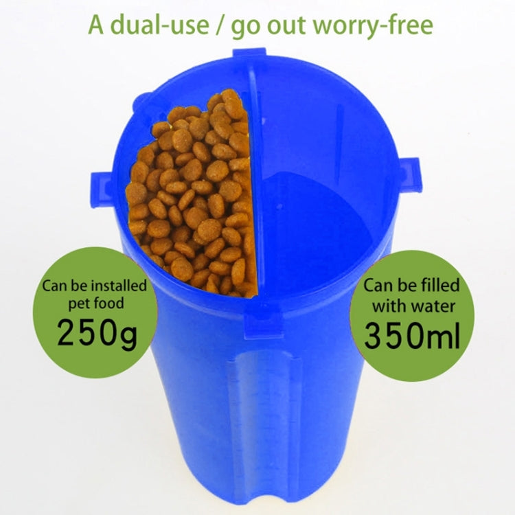 Taza de agua y comida portátil de doble uso para mascotas al aire libre con un recipiente plegable