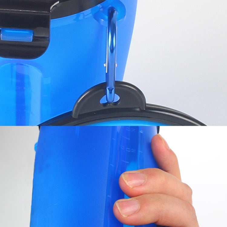 Taza de agua y comida portátil de doble uso para mascotas al aire libre con un recipiente plegable