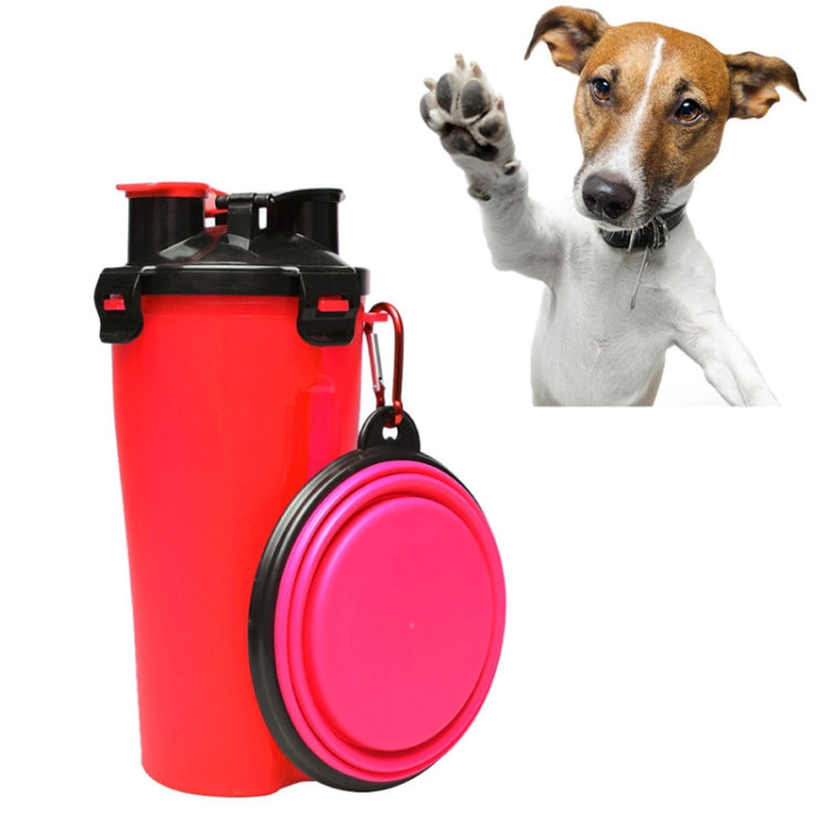 Taza de agua y comida portátil de doble uso para mascotas al aire libre con un recipiente plegable