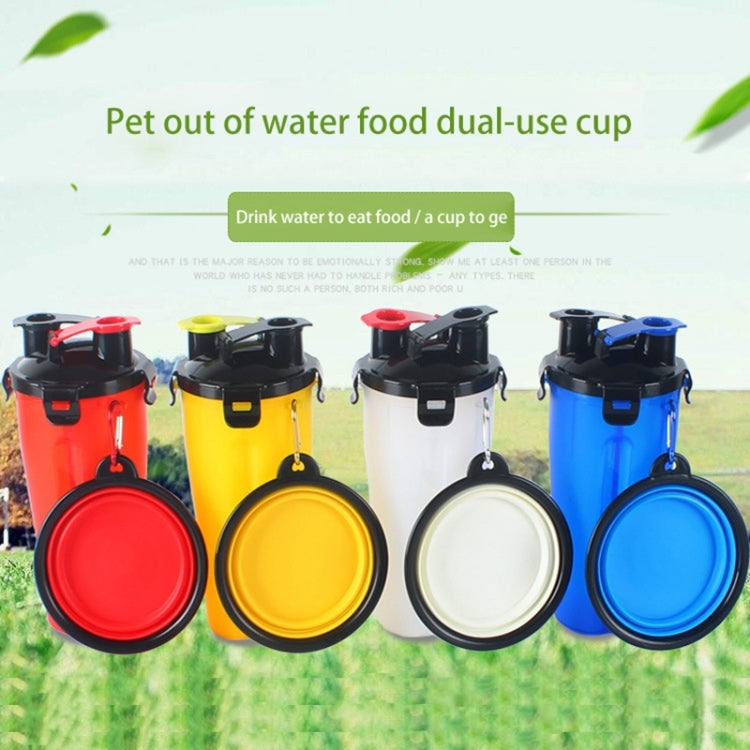 Taza de agua y comida portátil de doble uso para mascotas al aire libre con un recipiente plegable