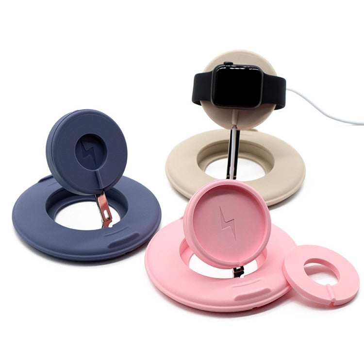 2 en 1 soporte telescópico del cargador inalámbrico de escritorio del silicón para el cargador inalámbrico del iPhone/del reloj