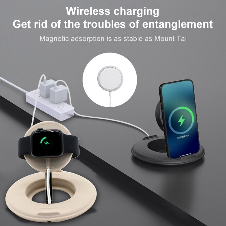2 en 1 soporte telescópico del cargador inalámbrico de escritorio del silicón para el cargador inalámbrico del iPhone/del reloj