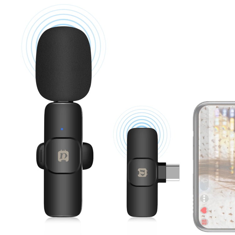 Micrófono inalámbrico de reverberación con reducción de ruido Lavalier PULUZ para dispositivo tipo C/USB-C, compatible con carga de teléfono, Type-C Wireless Microphone