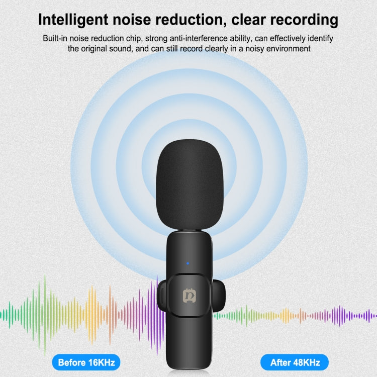 Micrófono inalámbrico de reverberación con reducción de ruido Lavalier PULUZ para dispositivo tipo C/USB-C, compatible con carga de teléfono, Type-C Wireless Microphone