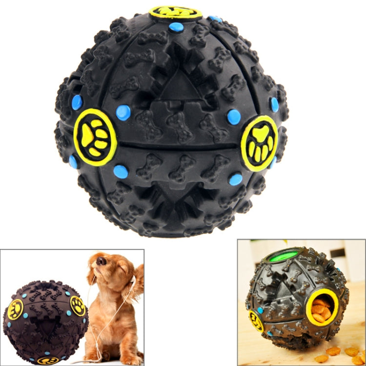 Dispensador de comida para perros y gatos, juguete de entrenamiento con sonido, bola para masticar, risita chirriante, Size: S, 7cm Black, Size: M, 9cm Black, Size: L, 11cm Black