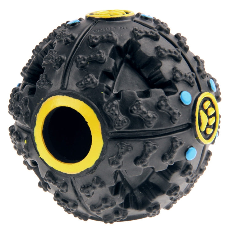 Dispensador de comida para perros y gatos, juguete de entrenamiento con sonido, bola para masticar, risita chirriante, Size: S, 7cm Black, Size: M, 9cm Black, Size: L, 11cm Black