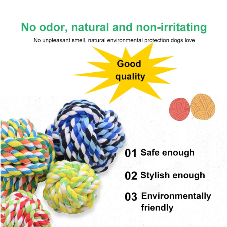 Bola de cuerda de algodón para mascotas/juguete para perros y gatos, diámetro 7,5 cm (entrega de colores aleatorios), Cotton Rope Ball