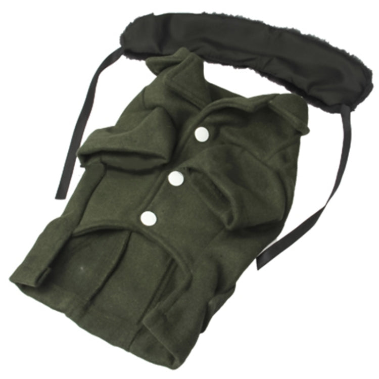 Precioso paño de lana con cuello de piel, abrigo para perros, ropa para mascotas, tamaño: XL, Size: S(Deep Green)