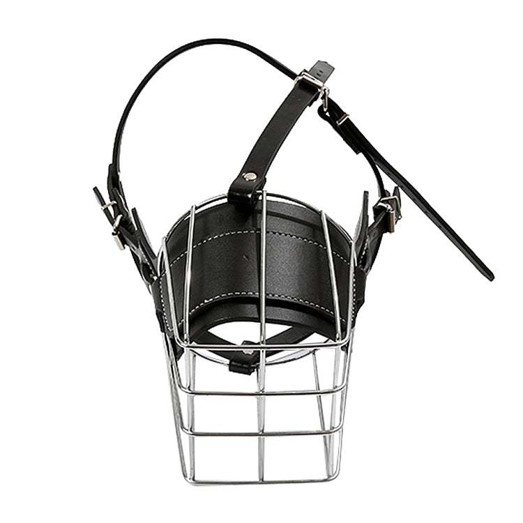 Cubierta protectora para hocico con bozal de alambre, cesta para perros estilo jaula de acero con correa de cuero, tamaño: XXL, Size: XXL