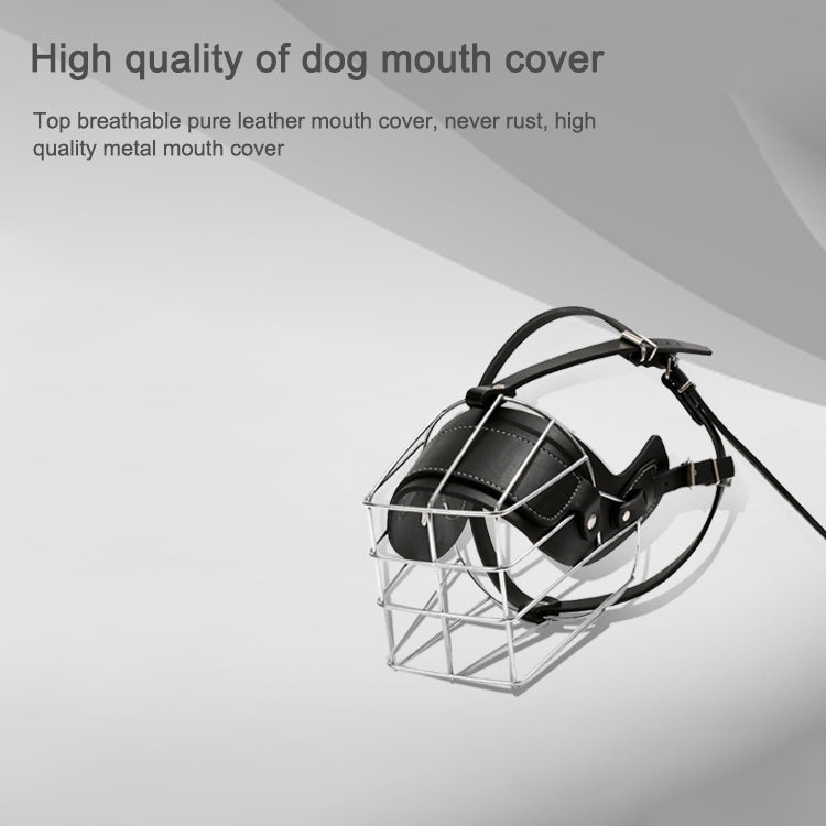 Cubierta protectora para hocico con bozal de alambre, cesta para perros estilo jaula de acero con correa de cuero, tamaño: XXL, Size: XXL