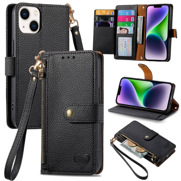 Estuche para teléfono de cuero Love Zipper Lanyard, For iPhone 16, For iPhone 15 Pro Max, For iPhone 15 Pro, For iPhone 15 Plus, For iPhone 15, For iPhone 14 Plus, For iPhone 14, For iPhone 14 Pro