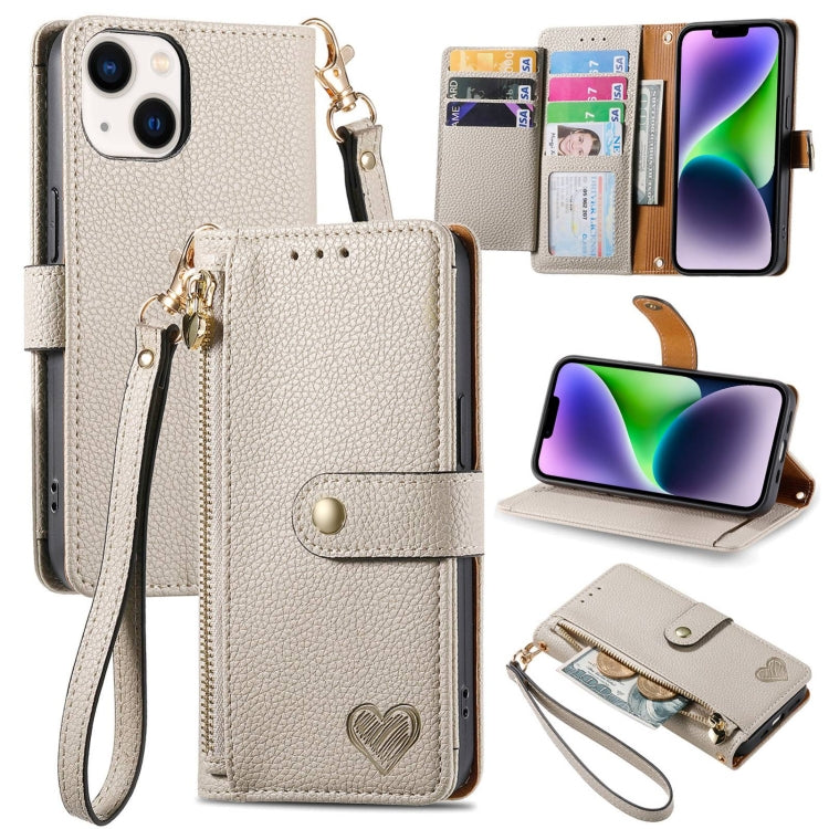 Estuche para teléfono de cuero Love Zipper Lanyard, For iPhone 16, For iPhone 15 Pro Max, For iPhone 15 Pro, For iPhone 15 Plus, For iPhone 15, For iPhone 14 Plus, For iPhone 14, For iPhone 14 Pro