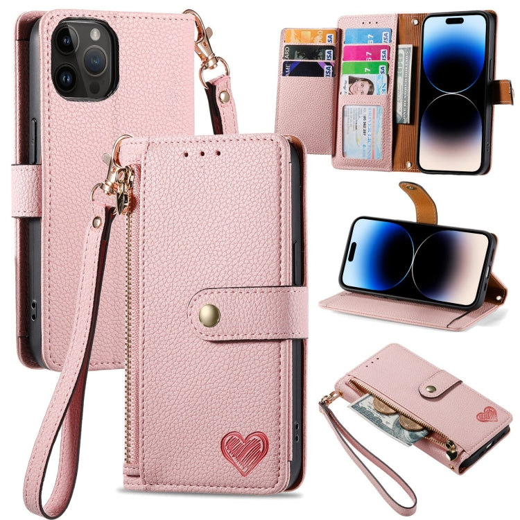 Estuche para teléfono de cuero Love Zipper Lanyard, For iPhone 14 Pro Max, For iPhone 7 / 8 / SE 2022, For iPhone 13 Pro Max, For iPhone 13 Pro, For iPhone 13, For iPhone 12 / 12 Pro, For iPhone 12 Pro Max, For iPhone 11 Pro Max