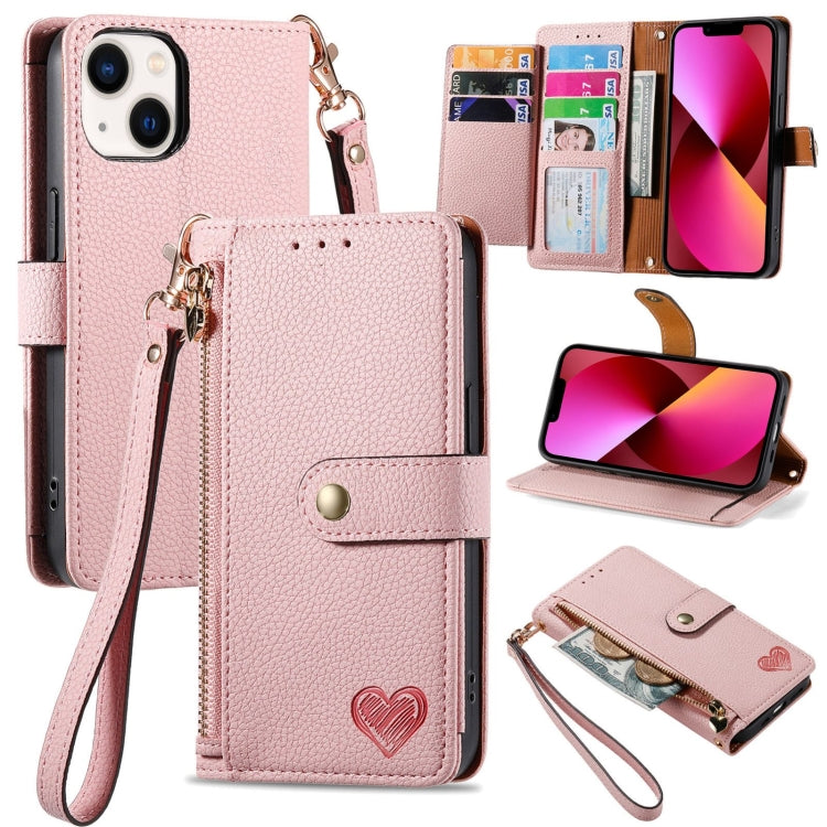 Estuche para teléfono de cuero Love Zipper Lanyard, For iPhone 14 Pro Max, For iPhone 7 / 8 / SE 2022, For iPhone 13 Pro Max, For iPhone 13 Pro, For iPhone 13, For iPhone 12 / 12 Pro, For iPhone 12 Pro Max, For iPhone 11 Pro Max