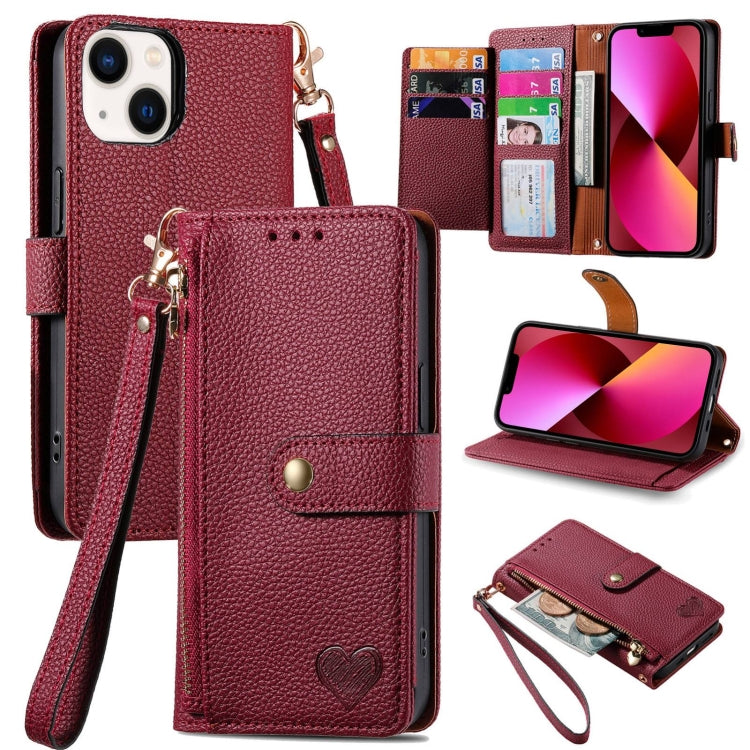 Estuche para teléfono de cuero Love Zipper Lanyard, For iPhone 14 Pro Max, For iPhone 7 / 8 / SE 2022, For iPhone 13 Pro Max, For iPhone 13 Pro, For iPhone 13, For iPhone 12 / 12 Pro, For iPhone 12 Pro Max, For iPhone 11 Pro Max