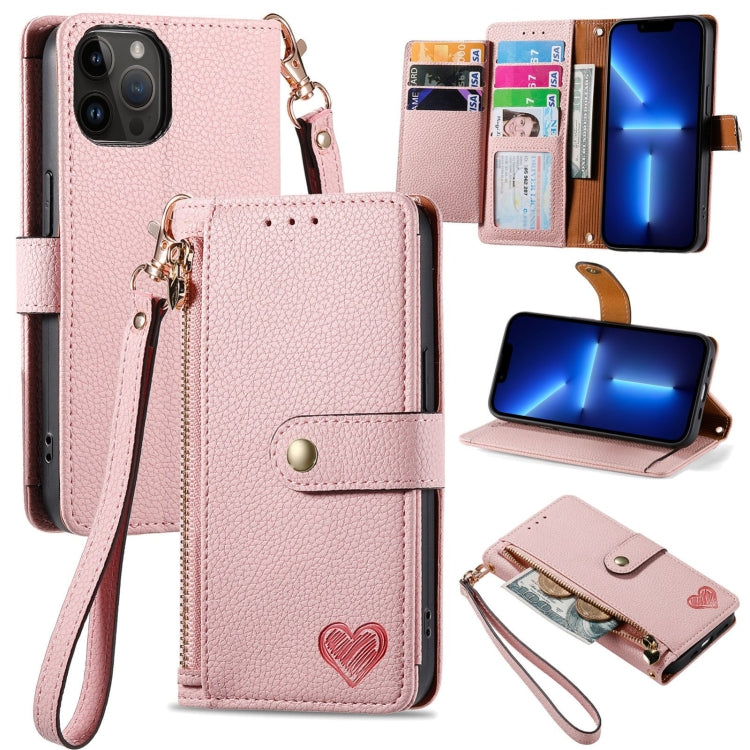 Estuche para teléfono de cuero Love Zipper Lanyard, For iPhone 14 Pro Max, For iPhone 7 / 8 / SE 2022, For iPhone 13 Pro Max, For iPhone 13 Pro, For iPhone 13, For iPhone 12 / 12 Pro, For iPhone 12 Pro Max, For iPhone 11 Pro Max