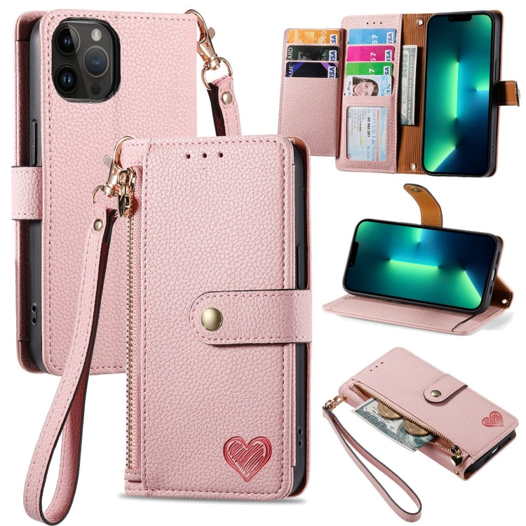 Estuche para teléfono de cuero Love Zipper Lanyard, For iPhone 14 Pro Max, For iPhone 7 / 8 / SE 2022, For iPhone 13 Pro Max, For iPhone 13 Pro, For iPhone 13, For iPhone 12 / 12 Pro, For iPhone 12 Pro Max, For iPhone 11 Pro Max