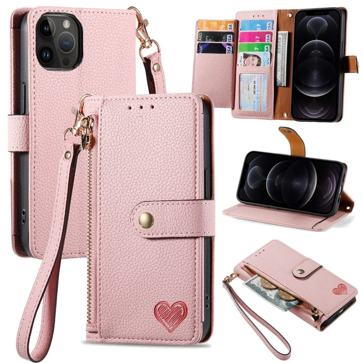 Estuche para teléfono de cuero Love Zipper Lanyard, For iPhone 14 Pro Max, For iPhone 7 / 8 / SE 2022, For iPhone 13 Pro Max, For iPhone 13 Pro, For iPhone 13, For iPhone 12 / 12 Pro, For iPhone 12 Pro Max, For iPhone 11 Pro Max