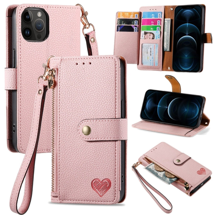Estuche para teléfono de cuero Love Zipper Lanyard, For iPhone 14 Pro Max, For iPhone 7 / 8 / SE 2022, For iPhone 13 Pro Max, For iPhone 13 Pro, For iPhone 13, For iPhone 12 / 12 Pro, For iPhone 12 Pro Max, For iPhone 11 Pro Max