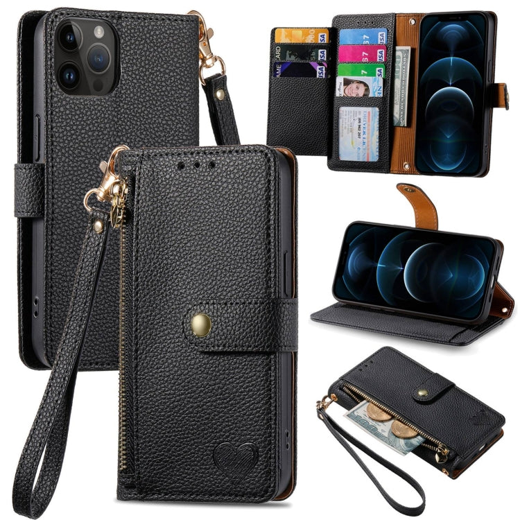 Estuche para teléfono de cuero Love Zipper Lanyard, For iPhone 14 Pro Max, For iPhone 7 / 8 / SE 2022, For iPhone 13 Pro Max, For iPhone 13 Pro, For iPhone 13, For iPhone 12 / 12 Pro, For iPhone 12 Pro Max, For iPhone 11 Pro Max