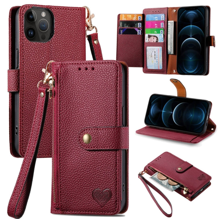 Estuche para teléfono de cuero Love Zipper Lanyard, For iPhone 14 Pro Max, For iPhone 7 / 8 / SE 2022, For iPhone 13 Pro Max, For iPhone 13 Pro, For iPhone 13, For iPhone 12 / 12 Pro, For iPhone 12 Pro Max, For iPhone 11 Pro Max