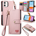 Estuche para teléfono de cuero Love Zipper Lanyard, For iPhone 11, For iPhone 11 Pro, For iPhone XR, For iPhone XS Max, For iPhone 7 Plus / 8 Plus, For iPhone 6 Plus / 6s Plus, For iPhone 6 / 6s