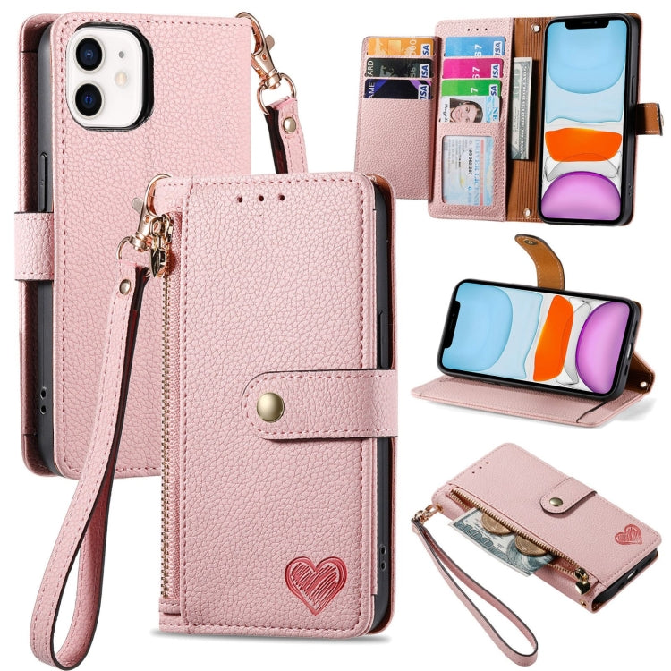 Estuche para teléfono de cuero Love Zipper Lanyard, For iPhone 11, For iPhone 11 Pro, For iPhone XR, For iPhone XS Max, For iPhone 7 Plus / 8 Plus, For iPhone 6 Plus / 6s Plus, For iPhone 6 / 6s