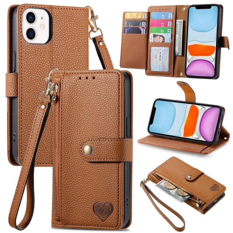 Estuche para teléfono de cuero Love Zipper Lanyard, For iPhone 11, For iPhone 11 Pro, For iPhone XR, For iPhone XS Max, For iPhone 7 Plus / 8 Plus, For iPhone 6 Plus / 6s Plus, For iPhone 6 / 6s