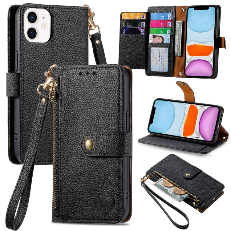 Estuche para teléfono de cuero Love Zipper Lanyard, For iPhone 11, For iPhone 11 Pro, For iPhone XR, For iPhone XS Max, For iPhone 7 Plus / 8 Plus, For iPhone 6 Plus / 6s Plus, For iPhone 6 / 6s