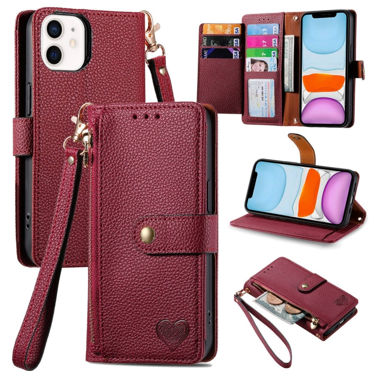 Estuche para teléfono de cuero Love Zipper Lanyard, For iPhone 11, For iPhone 11 Pro, For iPhone XR, For iPhone XS Max, For iPhone 7 Plus / 8 Plus, For iPhone 6 Plus / 6s Plus, For iPhone 6 / 6s
