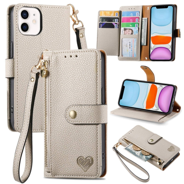 Estuche para teléfono de cuero Love Zipper Lanyard, For iPhone 11, For iPhone 11 Pro, For iPhone XR, For iPhone XS Max, For iPhone 7 Plus / 8 Plus, For iPhone 6 Plus / 6s Plus, For iPhone 6 / 6s