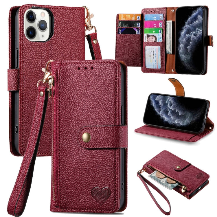Estuche para teléfono de cuero Love Zipper Lanyard, For iPhone 11, For iPhone 11 Pro, For iPhone XR, For iPhone XS Max, For iPhone 7 Plus / 8 Plus, For iPhone 6 Plus / 6s Plus, For iPhone 6 / 6s