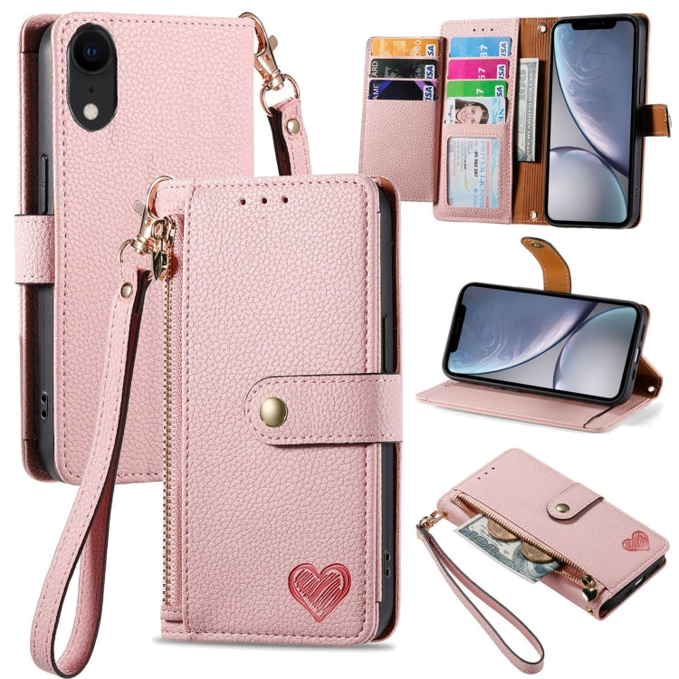 Estuche para teléfono de cuero Love Zipper Lanyard, For iPhone 11, For iPhone 11 Pro, For iPhone XR, For iPhone XS Max, For iPhone 7 Plus / 8 Plus, For iPhone 6 Plus / 6s Plus, For iPhone 6 / 6s