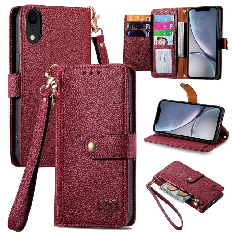 Estuche para teléfono de cuero Love Zipper Lanyard, For iPhone 11, For iPhone 11 Pro, For iPhone XR, For iPhone XS Max, For iPhone 7 Plus / 8 Plus, For iPhone 6 Plus / 6s Plus, For iPhone 6 / 6s