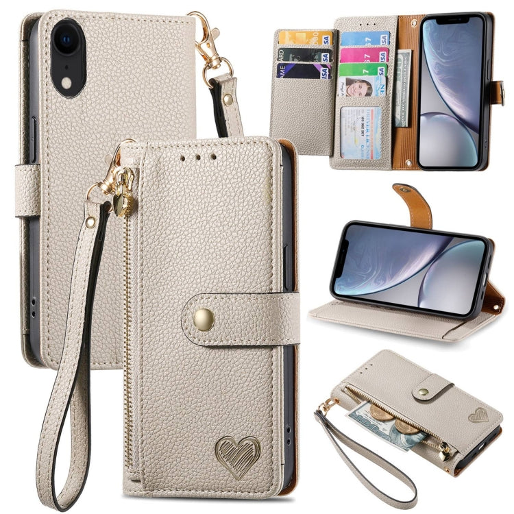 Estuche para teléfono de cuero Love Zipper Lanyard, For iPhone 11, For iPhone 11 Pro, For iPhone XR, For iPhone XS Max, For iPhone 7 Plus / 8 Plus, For iPhone 6 Plus / 6s Plus, For iPhone 6 / 6s