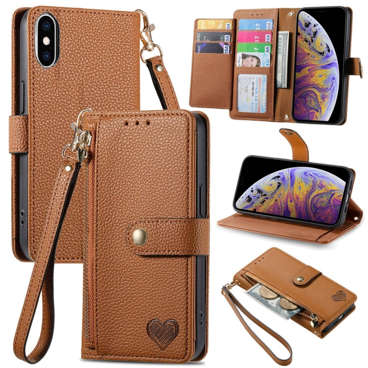 Estuche para teléfono de cuero Love Zipper Lanyard, For iPhone 11, For iPhone 11 Pro, For iPhone XR, For iPhone XS Max, For iPhone 7 Plus / 8 Plus, For iPhone 6 Plus / 6s Plus, For iPhone 6 / 6s