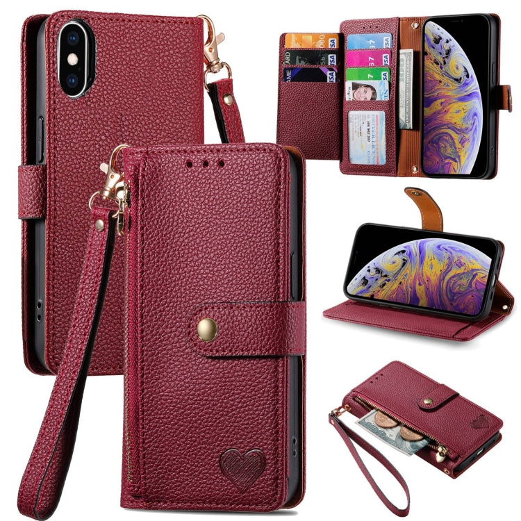 Estuche para teléfono de cuero Love Zipper Lanyard, For iPhone 11, For iPhone 11 Pro, For iPhone XR, For iPhone XS Max, For iPhone 7 Plus / 8 Plus, For iPhone 6 Plus / 6s Plus, For iPhone 6 / 6s
