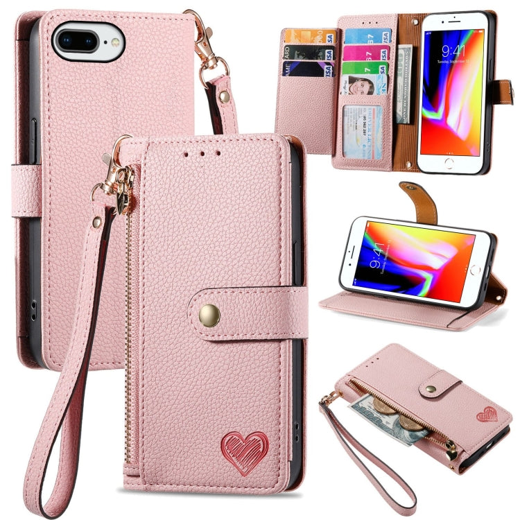 Estuche para teléfono de cuero Love Zipper Lanyard, For iPhone 11, For iPhone 11 Pro, For iPhone XR, For iPhone XS Max, For iPhone 7 Plus / 8 Plus, For iPhone 6 Plus / 6s Plus, For iPhone 6 / 6s