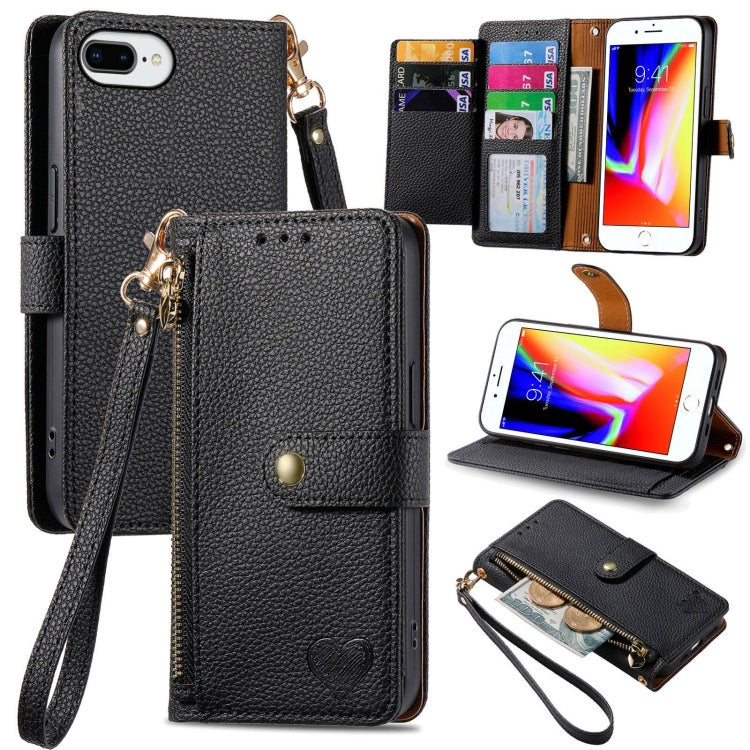 Estuche para teléfono de cuero Love Zipper Lanyard, For iPhone 11, For iPhone 11 Pro, For iPhone XR, For iPhone XS Max, For iPhone 7 Plus / 8 Plus, For iPhone 6 Plus / 6s Plus, For iPhone 6 / 6s