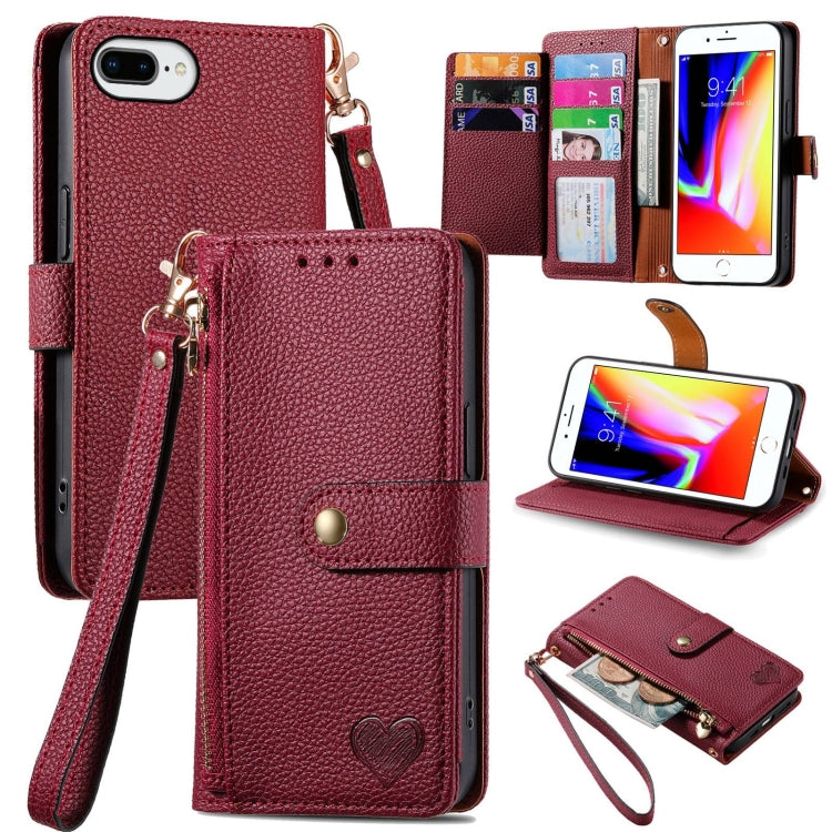 Estuche para teléfono de cuero Love Zipper Lanyard, For iPhone 11, For iPhone 11 Pro, For iPhone XR, For iPhone XS Max, For iPhone 7 Plus / 8 Plus, For iPhone 6 Plus / 6s Plus, For iPhone 6 / 6s