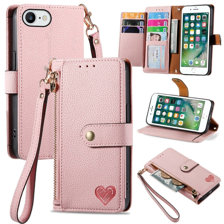 Estuche para teléfono de cuero Love Zipper Lanyard, For iPhone 11, For iPhone 11 Pro, For iPhone XR, For iPhone XS Max, For iPhone 7 Plus / 8 Plus, For iPhone 6 Plus / 6s Plus, For iPhone 6 / 6s