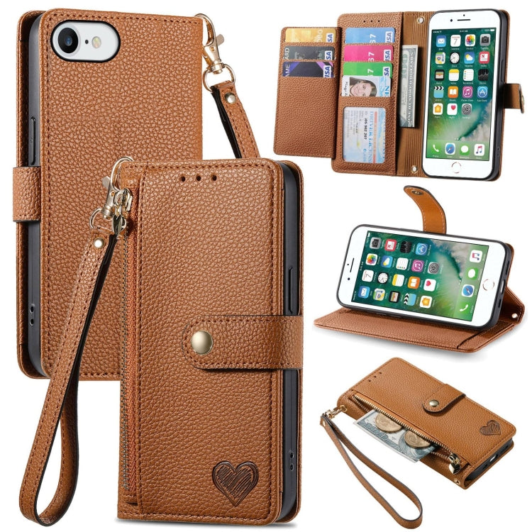 Estuche para teléfono de cuero Love Zipper Lanyard, For iPhone 11, For iPhone 11 Pro, For iPhone XR, For iPhone XS Max, For iPhone 7 Plus / 8 Plus, For iPhone 6 Plus / 6s Plus, For iPhone 6 / 6s