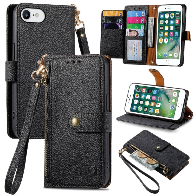 Estuche para teléfono de cuero Love Zipper Lanyard, For iPhone 11, For iPhone 11 Pro, For iPhone XR, For iPhone XS Max, For iPhone 7 Plus / 8 Plus, For iPhone 6 Plus / 6s Plus, For iPhone 6 / 6s