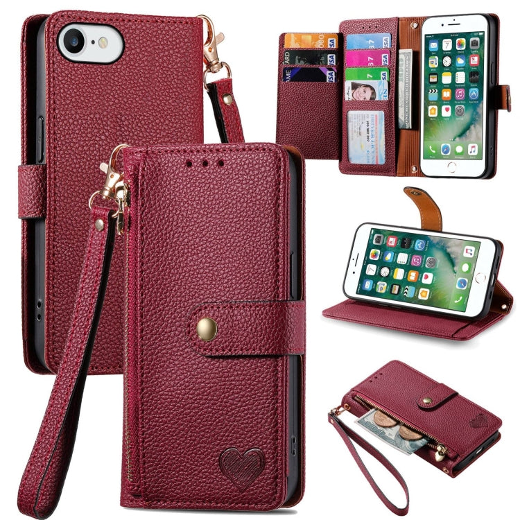 Estuche para teléfono de cuero Love Zipper Lanyard, For iPhone 11, For iPhone 11 Pro, For iPhone XR, For iPhone XS Max, For iPhone 7 Plus / 8 Plus, For iPhone 6 Plus / 6s Plus, For iPhone 6 / 6s