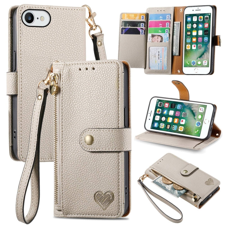 Estuche para teléfono de cuero Love Zipper Lanyard, For iPhone 11, For iPhone 11 Pro, For iPhone XR, For iPhone XS Max, For iPhone 7 Plus / 8 Plus, For iPhone 6 Plus / 6s Plus, For iPhone 6 / 6s