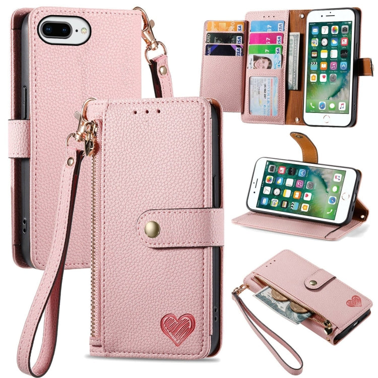 Estuche para teléfono de cuero Love Zipper Lanyard, For iPhone 11, For iPhone 11 Pro, For iPhone XR, For iPhone XS Max, For iPhone 7 Plus / 8 Plus, For iPhone 6 Plus / 6s Plus, For iPhone 6 / 6s