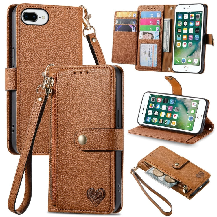 Estuche para teléfono de cuero Love Zipper Lanyard, For iPhone 11, For iPhone 11 Pro, For iPhone XR, For iPhone XS Max, For iPhone 7 Plus / 8 Plus, For iPhone 6 Plus / 6s Plus, For iPhone 6 / 6s
