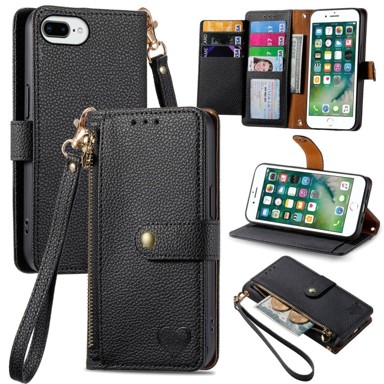 Estuche para teléfono de cuero Love Zipper Lanyard, For iPhone 11, For iPhone 11 Pro, For iPhone XR, For iPhone XS Max, For iPhone 7 Plus / 8 Plus, For iPhone 6 Plus / 6s Plus, For iPhone 6 / 6s