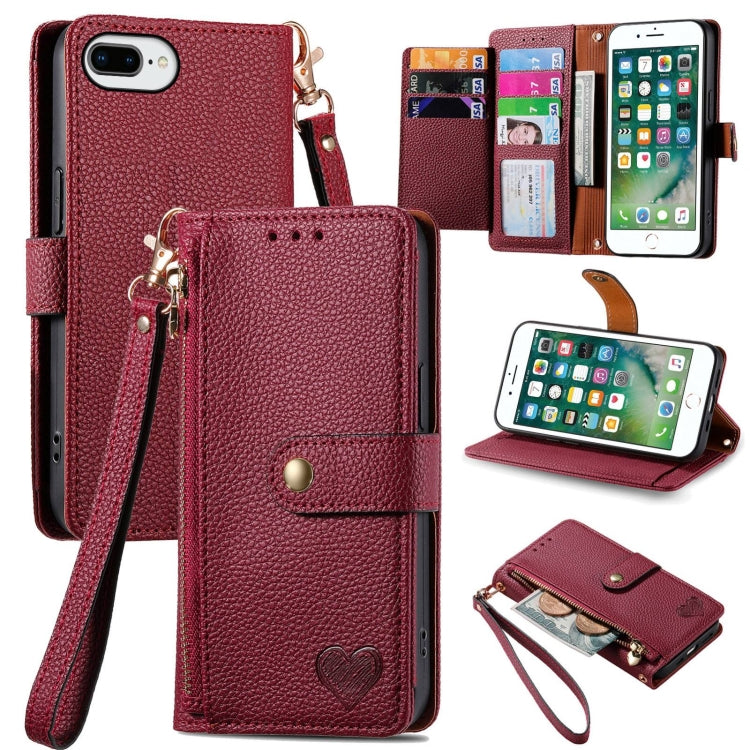 Estuche para teléfono de cuero Love Zipper Lanyard, For iPhone 11, For iPhone 11 Pro, For iPhone XR, For iPhone XS Max, For iPhone 7 Plus / 8 Plus, For iPhone 6 Plus / 6s Plus, For iPhone 6 / 6s